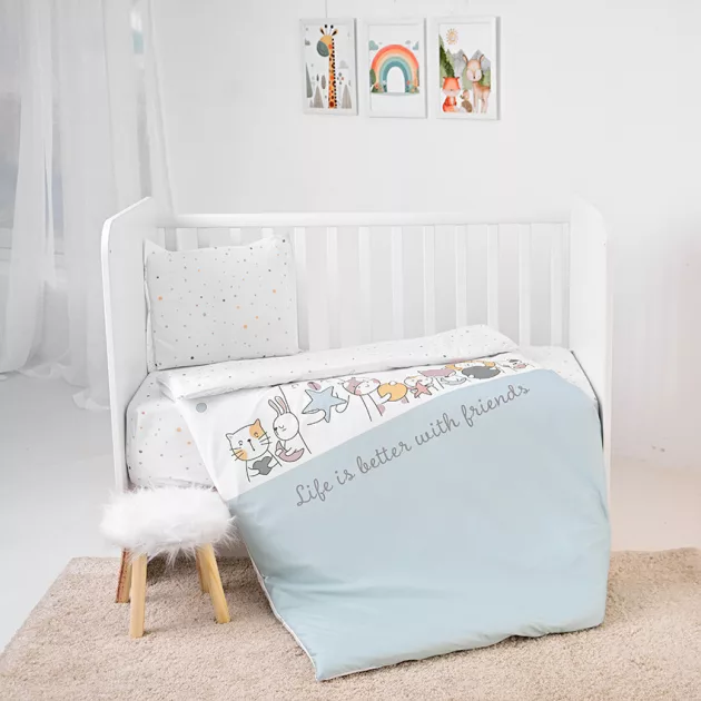 Lorelli 5 részes ágynemű garnitúra - Happy Friends Blue