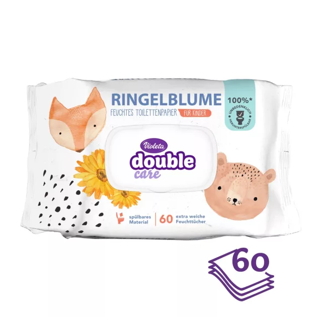 Violeta Double Care nedves toalettpapír gyermekeknek, 60 db