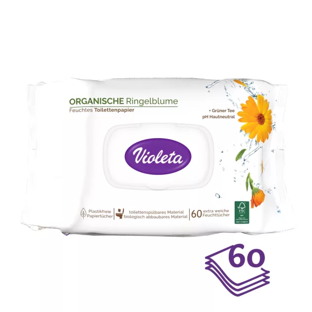 Violeta nedves toalettpapír érzékeny bőrre, 60 db