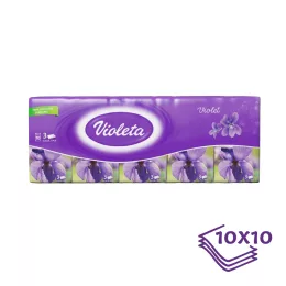 Violeta papírzsebkendő 3 rétegű, 10×10 db – ibolya