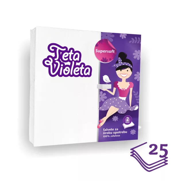 Violeta szalvéta 2 rétegű, 25 db – fehér