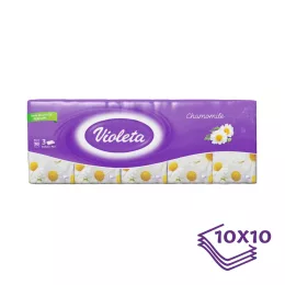 Violeta papírzsebkendő 3 rétegű, 10×10 db – kamilla