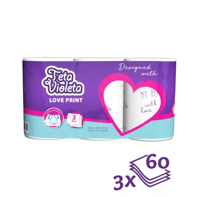 Violeta háztartási papírtörlő LOVE 3 db