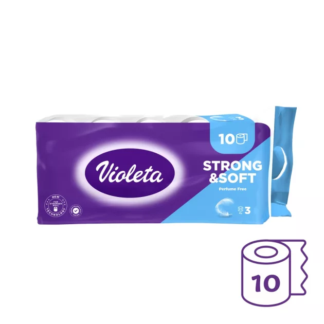 Violeta toalettpapír 3 rétegű, 10 db – illatmentes