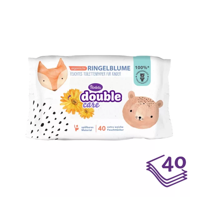 Violeta Double Care nedves toalettpapír gyermekeknek, 40 db