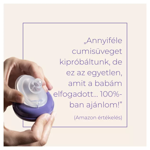 Lansinoh 2 db cumisüveg lassú folyású etetőcumival + 2 db fedéllel, 160 ml