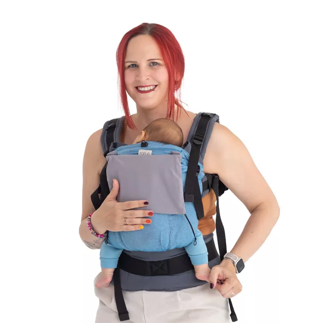 NANDU Bébi Csatos hordozó - sötétszürke-fekete