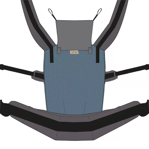 NANDU Totyogó Csatos hordozó - azúrkék-szürke