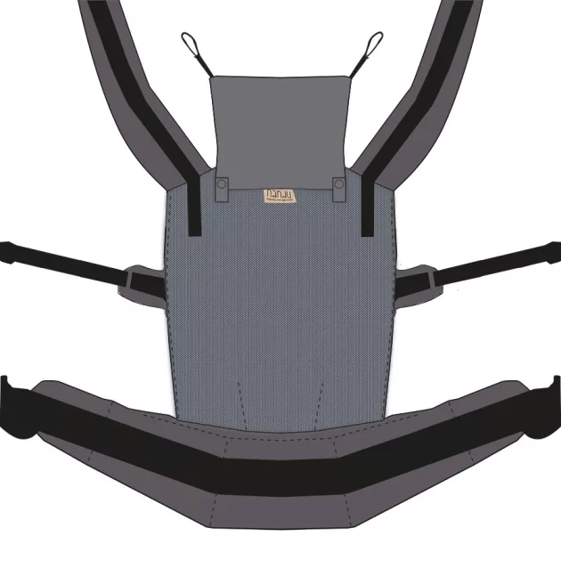 NANDU Totyogó Csatos hordozó - farmerkék-szürke