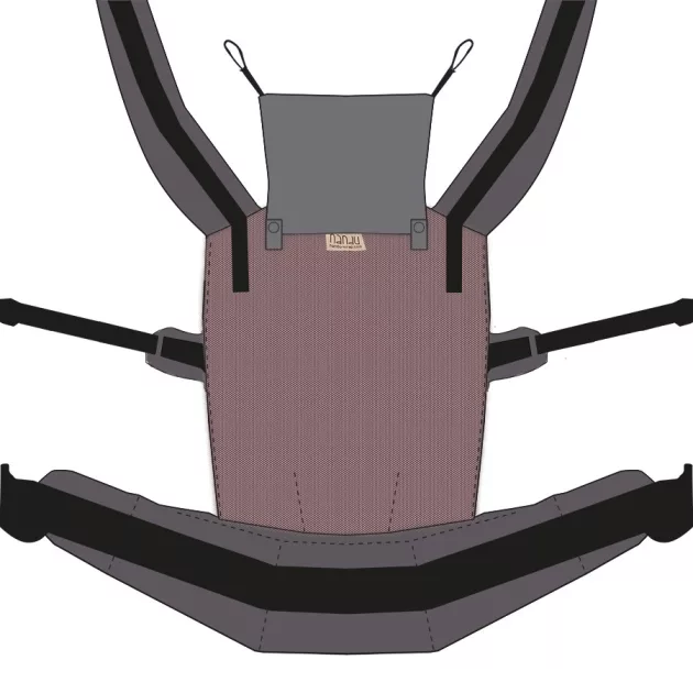 NANDU Totyogó Csatos hordozó - padlizsánlila-szürke