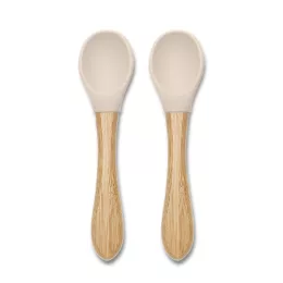 Lorelli szilikon kanalak bambusz nyéllel 2 db - Beige