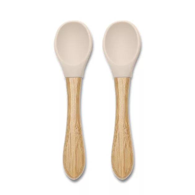 Lorelli szilikon kanalak bambusz nyéllel 2 db - Beige