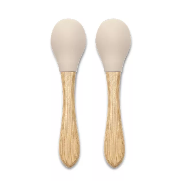 Lorelli szilikon kanalak bambusz nyéllel 2 db - Beige