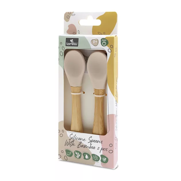 Lorelli szilikon kanalak bambusz nyéllel 2 db - Beige