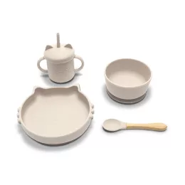 Lorelli Természetes szilikon 4 db-os étkészlet - Beige