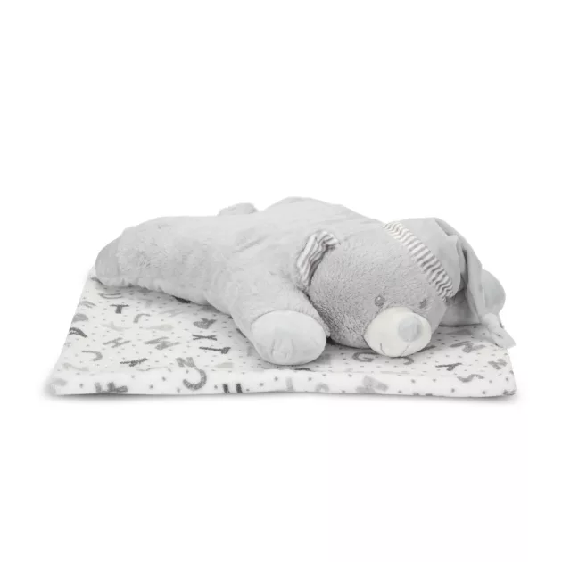 Lorelli Poffy Duo takaró 75x90 cm párnával 45x30 cm - White Grey Teddy Bear