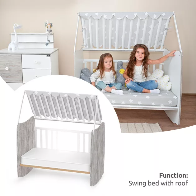 Lorelli Stars ringatható kiságy 60x120 - White / Artwood