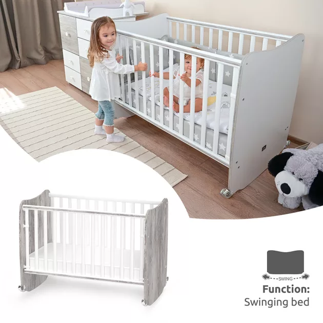 Lorelli Stars ringatható kiságy 60x120 - White / Artwood