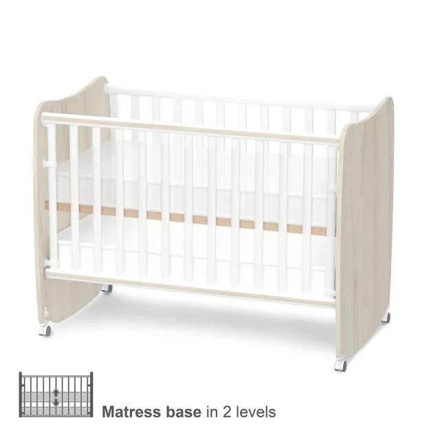 Lorelli Stars ringatható kiságy 60x120 - White / Light oak