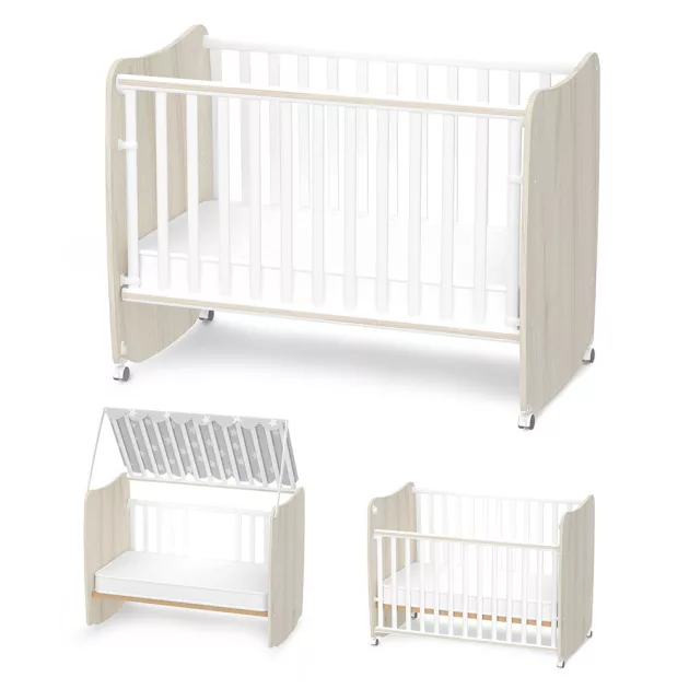 Lorelli Stars ringatható kiságy 60x120 - White / Light oak