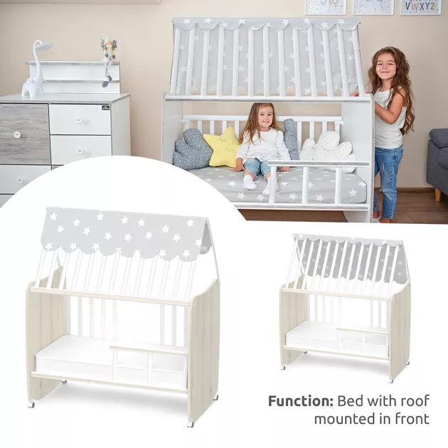 Lorelli Stars ringatható kiságy 60x120 - White / Light oak