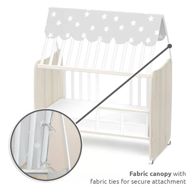 Lorelli Stars ringatható kiságy 60x120 - White / Light oak