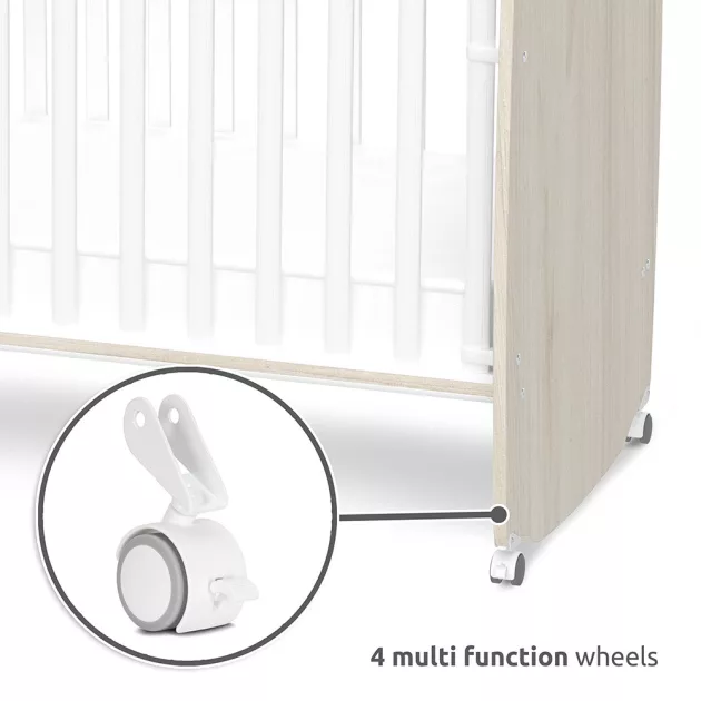 Lorelli Stars ringatható kiságy 60x120 - White / Light oak