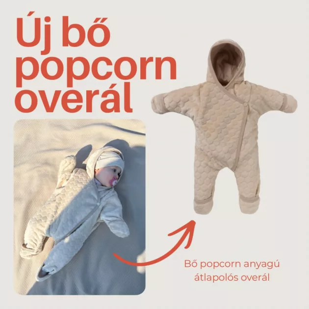 Kenguru Gold Bő popcorn overál - mogyoró 9-18 hó