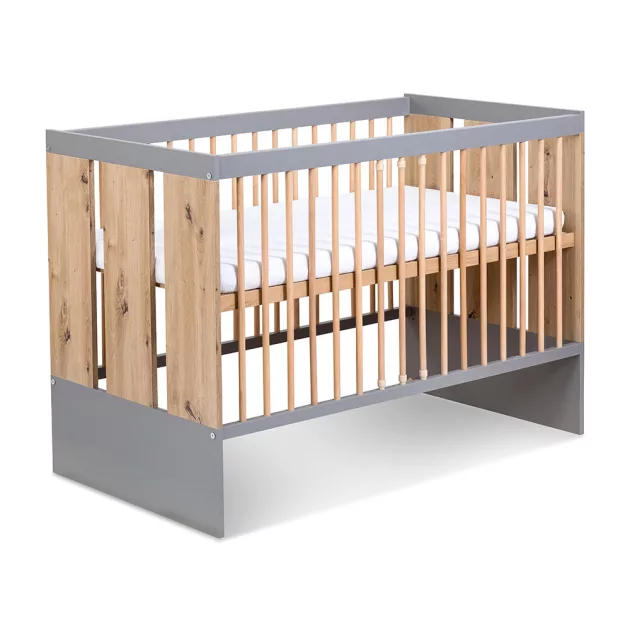 Little Sky Pauline kiságy 60x120 - grafitszürke & tölgy