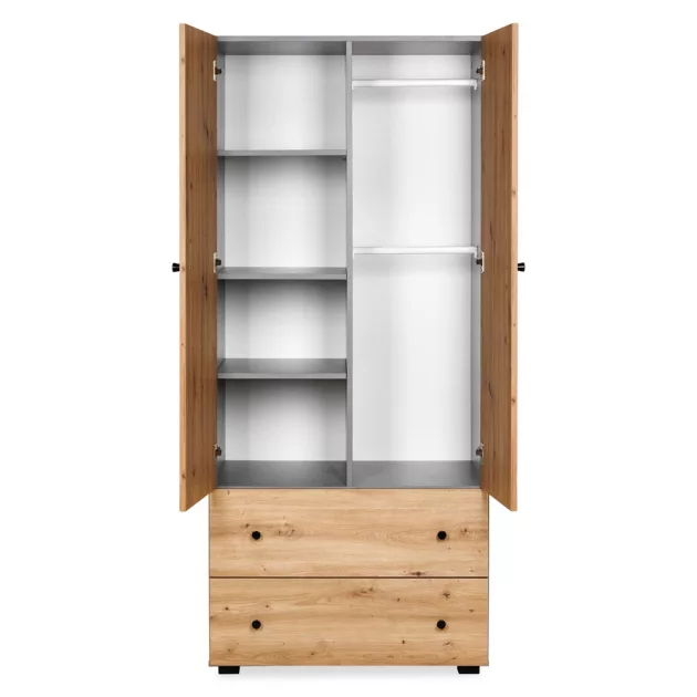 Little Sky Pauline 2 ajtós 2 fiókos szekrény - szürke & tölgy