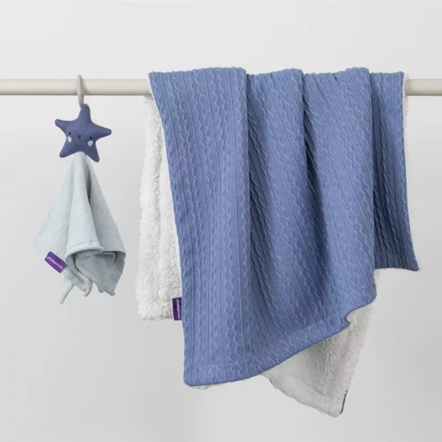 ClevaMama sherpa babatakaró 75x100 cm - Kék