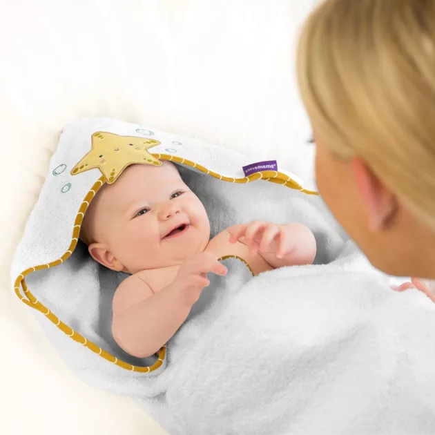 ClevaMama Extra nagy bambusz babatörölköző - Fehér