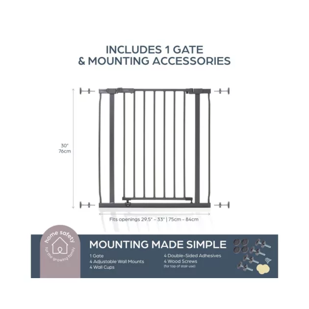 Dreambaby Ava biztonsági ajtórács 75-81 cm - sötétszürke