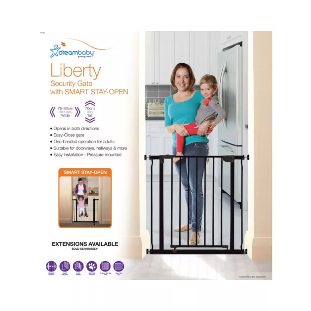 Dreambaby Liberty biztonsági ajtórács 75-81 cm - fekete