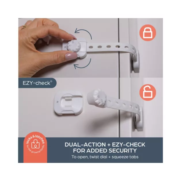 Dreambaby Twist 'n lock multifunkciós zár 6 db - fehér