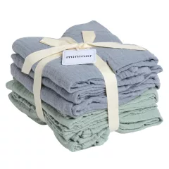 Mininor biopamut textilpelenka 70x70 cm 6 db - szürke/zöld