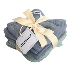 Mininor biopamut kendő 25x25 cm 6 db - szürke/zöld