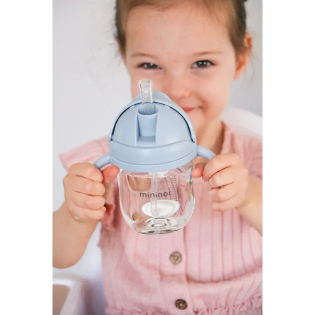 Mininor szívószálas itatópohár 330 ml - égkék