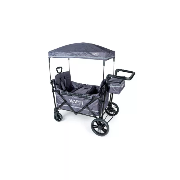 Wapiti Wagon PLUS, üléses, szürkéskék | 2 személyes testvérkocsi extra ülésekkel és tálcával