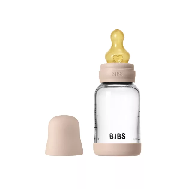BIBS Cumisüvegszett 120ml natúr kaucsuk cumifejjel - Púderrózsaszín
