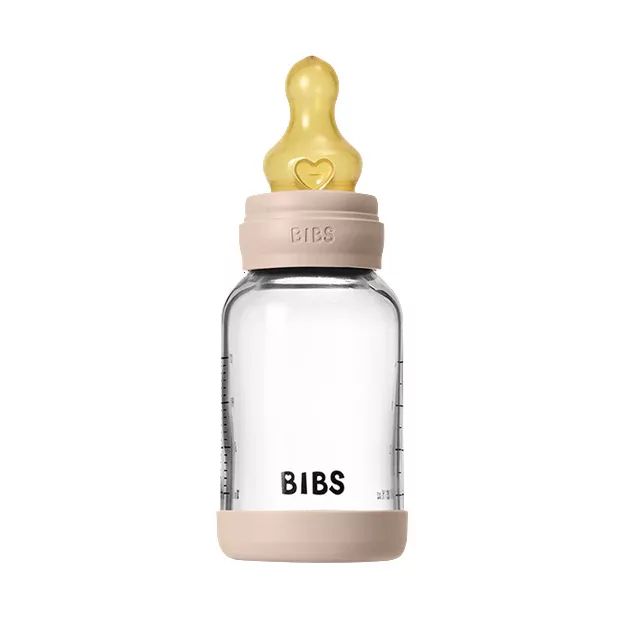 BIBS Cumisüvegszett 120ml natúr kaucsuk cumifejjel - Púderrózsaszín