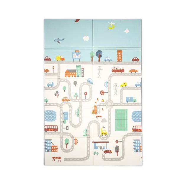 Lorelli Összehajtható 2 oldalas thermo játszószőnyeg 120x180cm - City Road Blue