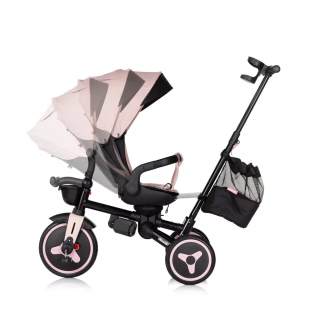 Chipolino Twisfold összecsukható tricikli 360° forgatható üléssel - powder pink