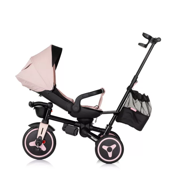 Chipolino Twisfold összecsukható tricikli 360° forgatható üléssel - powder pink