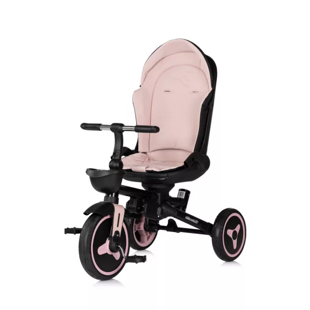 Chipolino Twisfold összecsukható tricikli 360° forgatható üléssel - powder pink