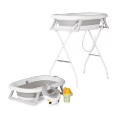   Chipolino Aqua Care kád állvánnyal, öblítőpohárral és hajmosó sapkával 78 cm - grey