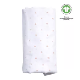   MOTHERHOOD Muszlin pelenka BIO XXL 130x130 cm - Pink and Black Dots