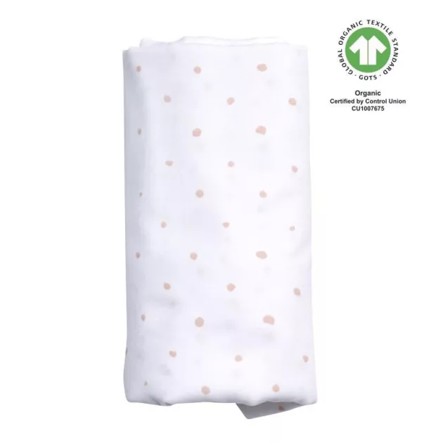 MOTHERHOOD Muszlin pelenka BIO XXL 130x130 cm - Pink and Black Dots