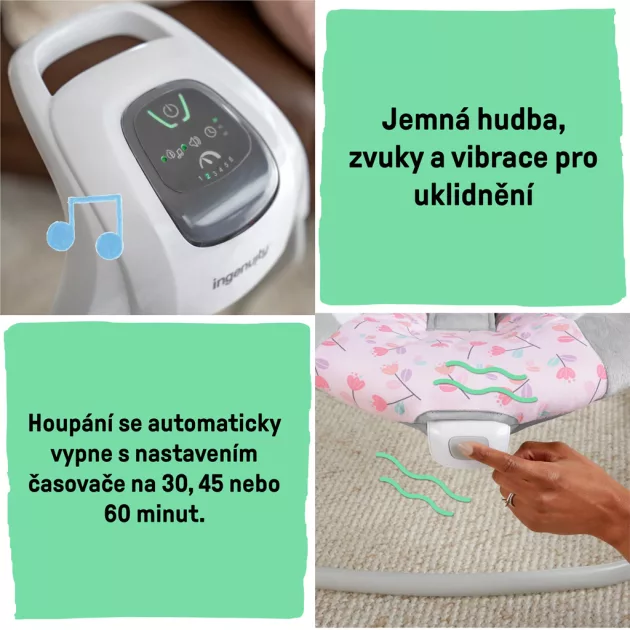 INGENUITY Rezgő hinta dallamokkal Cassidy 0+m 9 kg-ig