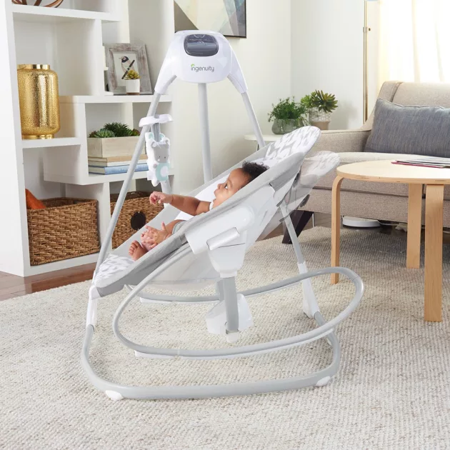 INGENUITY Nagy hinta rezgő hintaszékkel és dallamokkal, USB, 2in1 Raylan, 0 hó+, 9 kg-ig